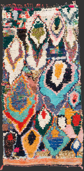 bs208, Moroccan vintage boucherouite rag rug 275 x 140 cm / 9' 1'' x 4' 8'' ↑